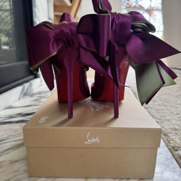 Christian Louboutin Fuschia Satin Anemone Stiletto Heels - Picture 5 of 15